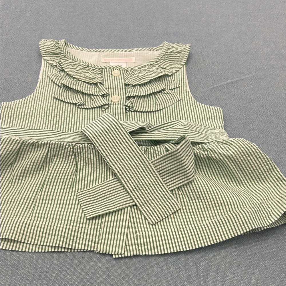 Janie and Jack Striped Green Dress with Ruffles